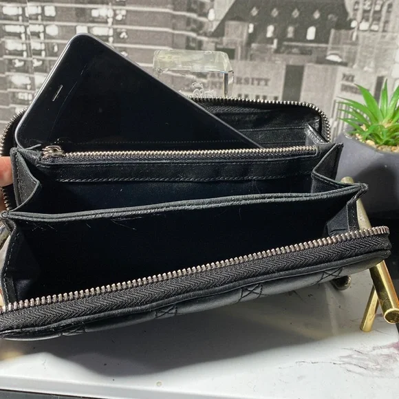 Authentic Christian Dior Cannage Leather Zippy Long Wallet - Picture 8 of 17